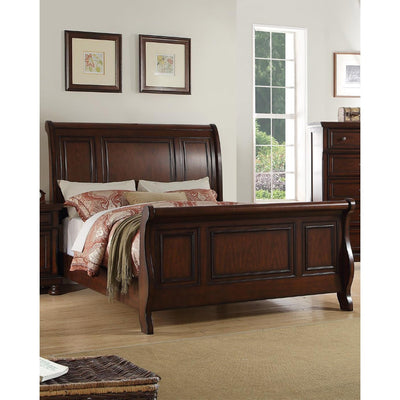 Wooden C.King Bed, Antique Cherry Finish
