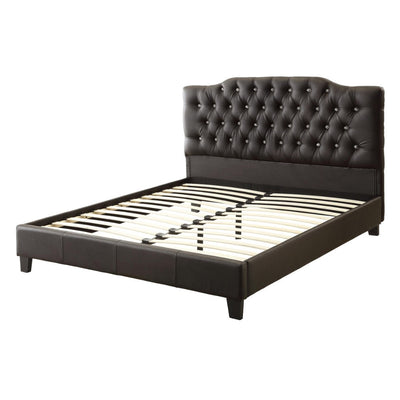 Wooden C.King Bed With PU Tufted Head Board, Black