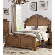 C.King Wooden Bed, Light Brown And Veneer Finish