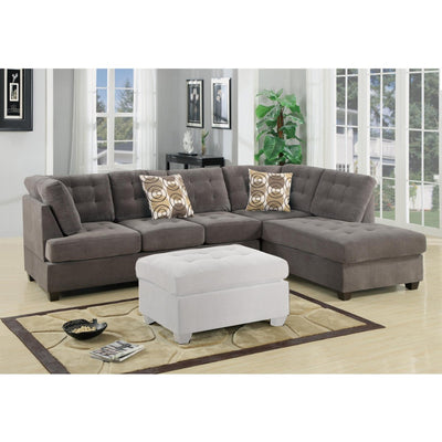 2-Piece Corduroy Sectional Sofa In waffle Suede Charcoal