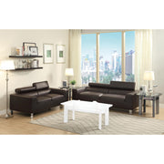 2-Piece Sofa Set In Bonded Leather, Espresso Finish