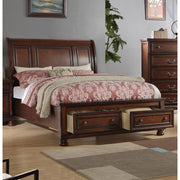 Wooden Queen Bed, Antique Cherry Finish