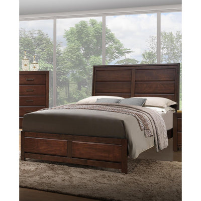 Wooden Queen Bed With 2 Under Bed Drawers, Walnut Finish
