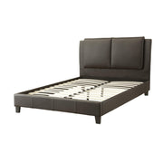 Wooden Full Bed With PU Head Board, Brown