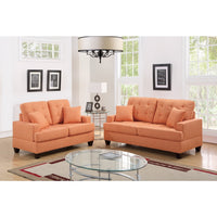 Polyfiber 2 Piece Sofa Set With Plush Cushion In Orange