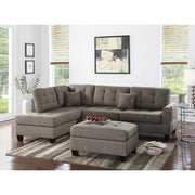 Polyfiber 3 Piece Sectional Set With Plush Cushion In Light Brown