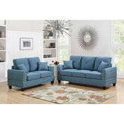 Polyfiber 2 Piece Sofa Set With Nail head Trims In Blue
