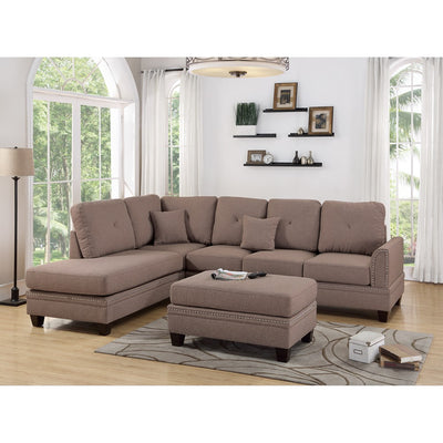 Polyfiber 2 Piece Sectional Set With Nail head Trims In Light Brown