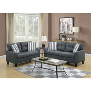 Polyfiber 2 Piece Sofa Set In Charcoal Gray