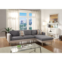 2 Piece Sectional Set With Accent Pillows In Gray
