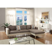 2 Piece Sectional Set With Accent Pillows In Brown