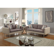 2 Piece Sofa Set With Accent Pillows In Brown