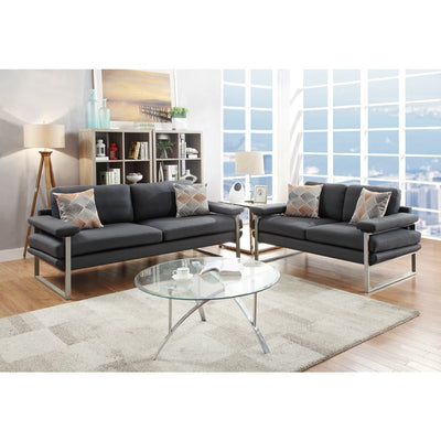 Polyfiber 2 Pieces Sofa Set In Dark Gray