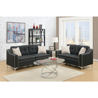 Polyfiber 2 Pieces Sofa Set With White Welt Trim Black