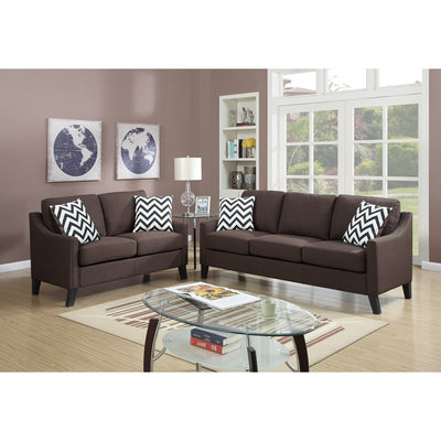 Linen Like Fabric 2 Pieces Sofa set In Chocolate Brown