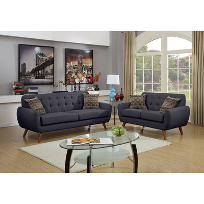 Polyfiber 2 Piece Sofa set With Cushion Seats In Dark Gray