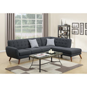 Polyfiber 2 Pieces Sectional With 2 Pillows In Dark Gray