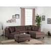 Linen Fabric 3 Pieces Sectional In Chocolate Brown