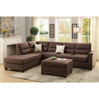 Polyfiber 3 Pieces Sectional Set In Choco Brown