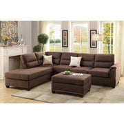 Polyfiber 3 Pieces Sectional Set In Choco Brown