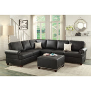 Bonded Leather 2 Pieces Reversible Sectional In Black