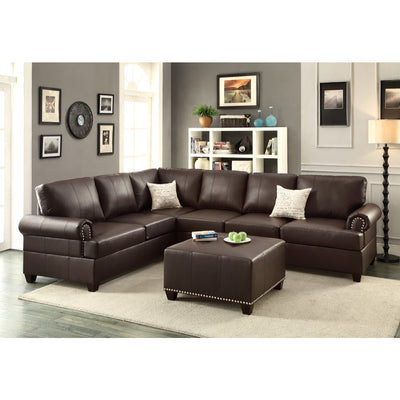 Bonded Leather 2 Pieces Reversible Sectional In Brown