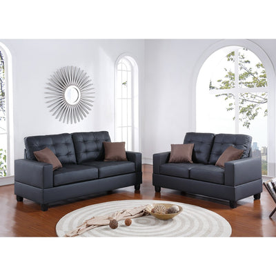 2 Pieces Sofa Set With Pillows In Black