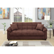 Microfiber Adjustable Sofa With 2 Pillows In Choco Brown