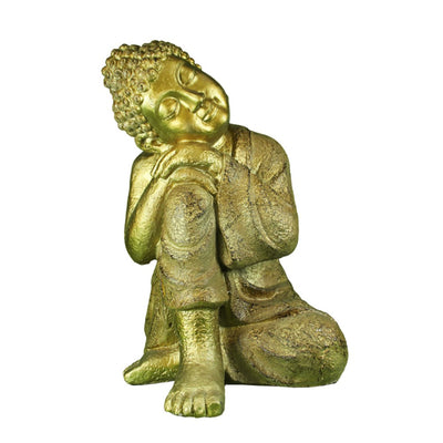 Polyresin Seated And Resting  Buddha Figurine, Gold