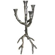 Tree Like Candle Holder With 4 Arms, Silver