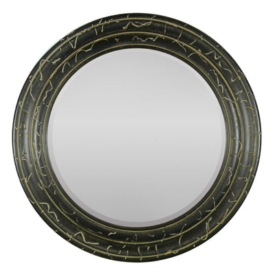 Mirror In Round Wood Frame, Black