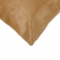 18" x 18" x 5" Tan Cowhide Pillow