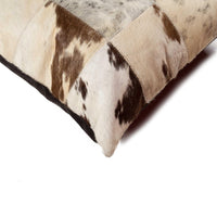 18" X 18" X 5" Salt And Pepper Black And White Patchwork Cowhide Pillow