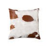 18" x 18" x 5" White And Brown Cowhide Pillow