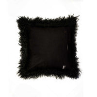 18" X 18" X 5" Black Sheepskin Pillow