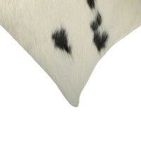 12" x 20" x 5" White And Black Cowhide Pillow