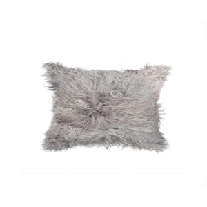 12" X 20" X 5" Gray Sheepskin Pillow