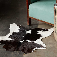 2' X 3' Black And White Calfskin Area Rug