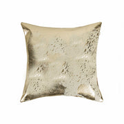 18" x 18" x 5" Gray And Gold Cowhide Pillow