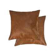 18" x 18" x 5" Brown Cowhide Pillow 2 Pack