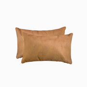 12" x 20" x 5" Tan Cowhide Pillow 2 Pack