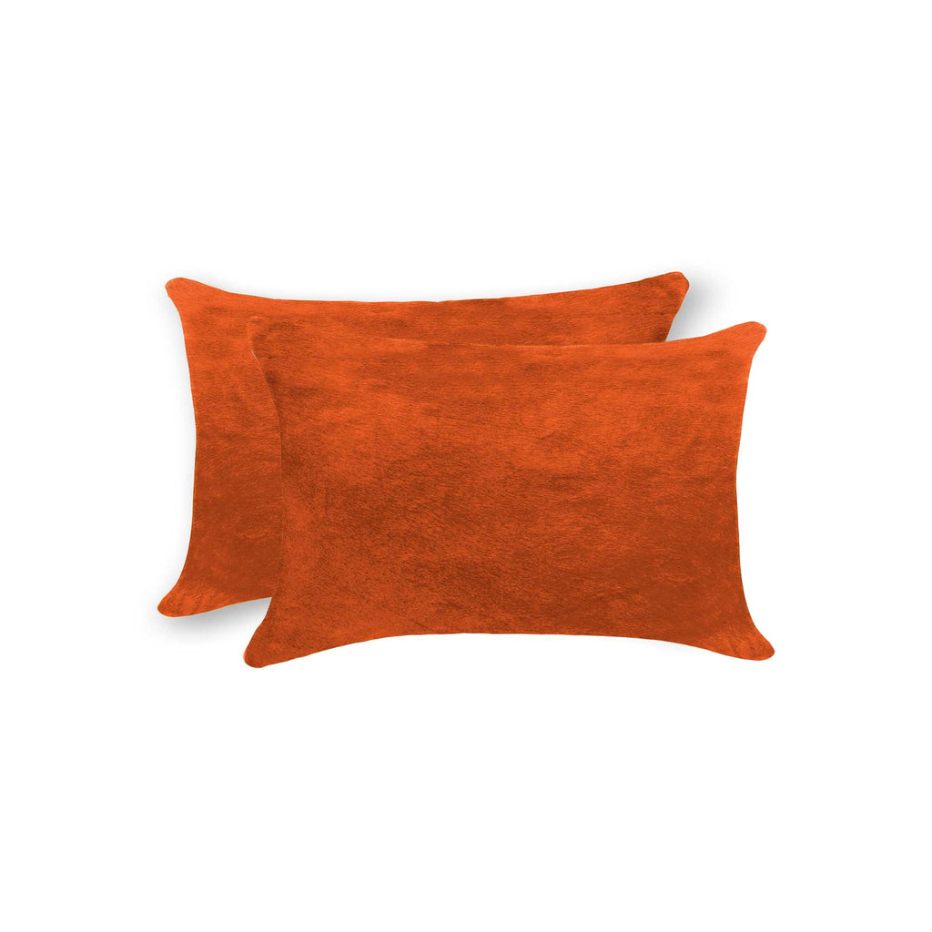 12" x 20" x 5" Orange Cowhide Pillow 2 Pack