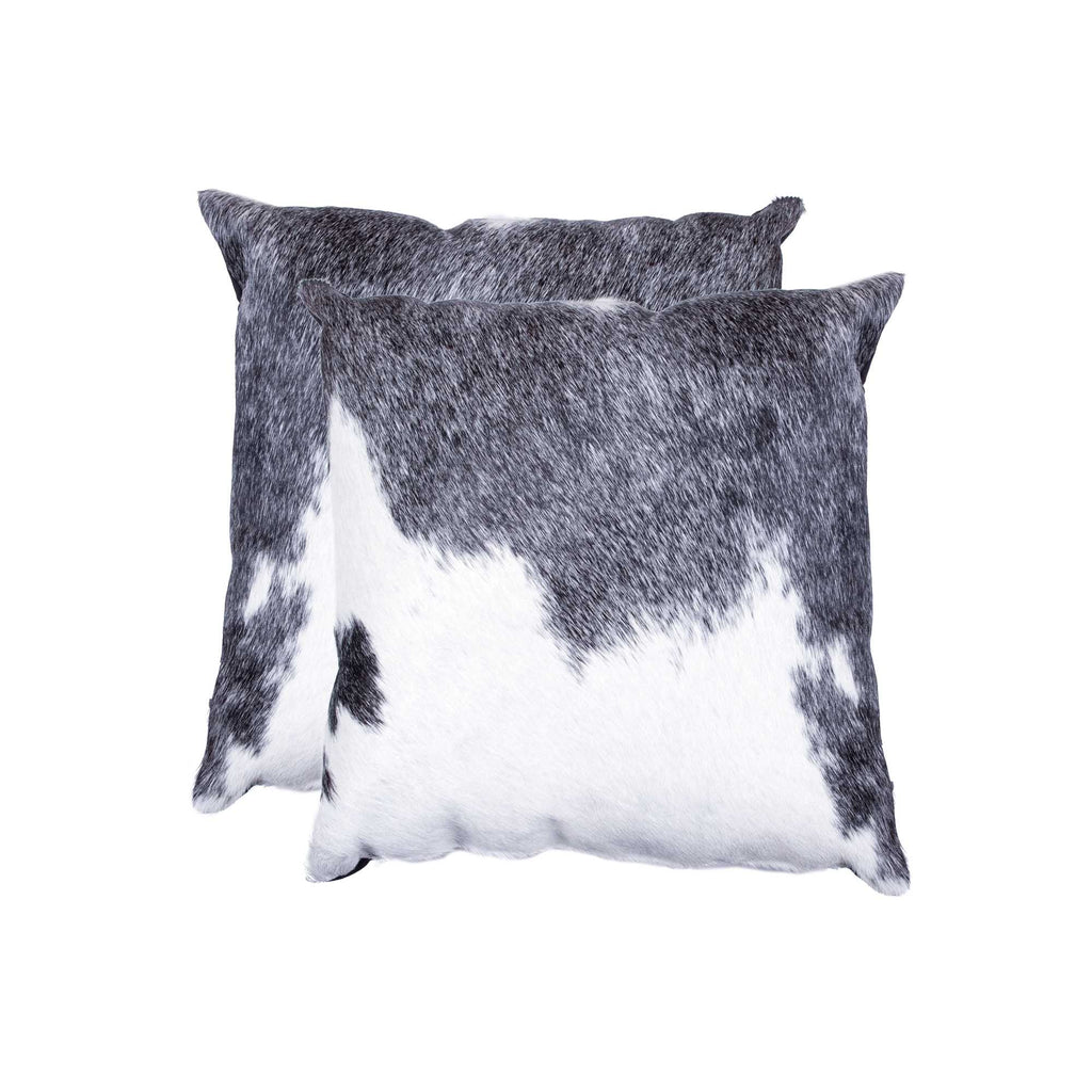 18" x 18" x 5" Gray And White Cowhide Pillow 2 Pack