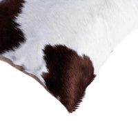 18" x 18" x 5" White And Brown Cowhide Pillow 2 Pack