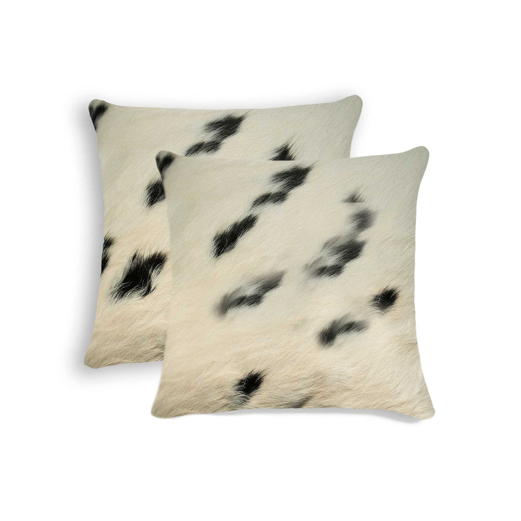 18" X 18" X 5" White And Black 2 Pack Cowhide Pillow