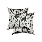 12" X 20" X 5" Salt And Pepper Black And White 2 Pack Cowhide Pillows