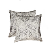 18" x 18" x 5" Salt And Pepper Gray And White Cowhide Pillow 2 Pack