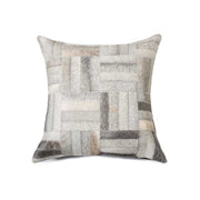 18" X 18" X 5" Gray Parquet Cowhide Pillow