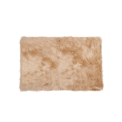 3' X 5' Tan Rectangular Faux Fur Area Rug