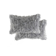 12" X 20" Gray Faux 2-Pack Pillow